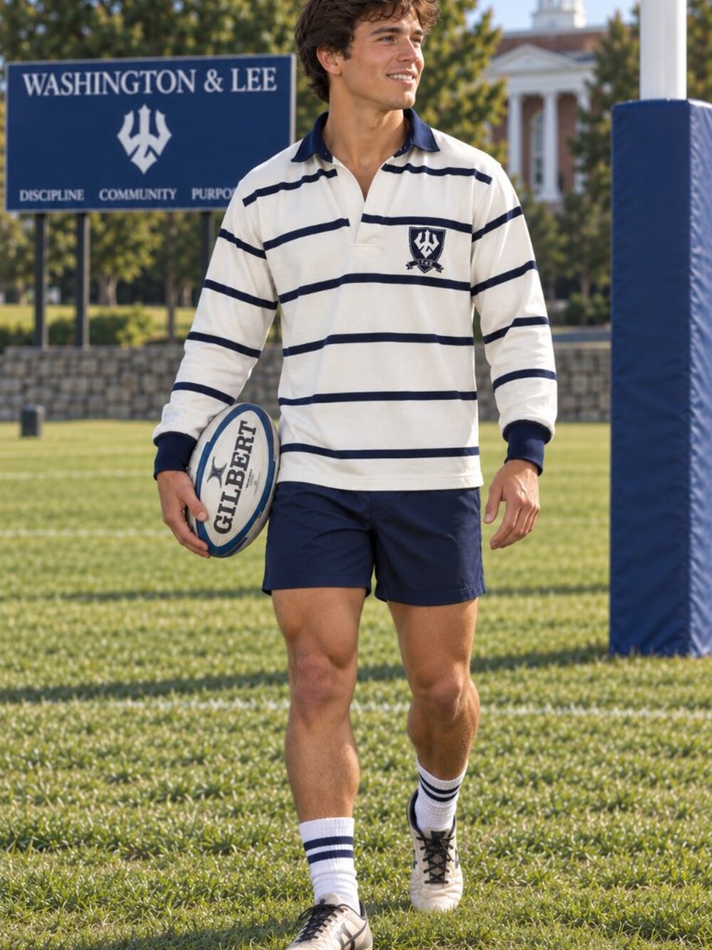Barbarian Rugby Wear Striped Washington and Lee Rugby Shirt